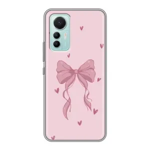 Чехол банты для Xiaomi Mi 12 Lite (Бант на розовом)