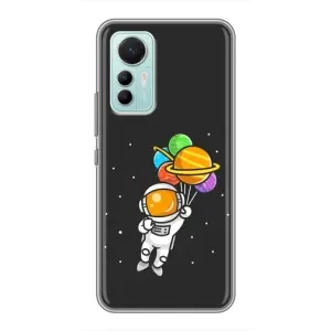 Силиконовый Чехол с принтом "Космонавты" на Xiaomi Mi 12 Lite (Космонавт с шариками)