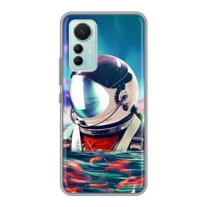 Силиконовый Чехол с принтом "Космонавты" на Xiaomi Mi 12 Lite (Космонавт в воде)