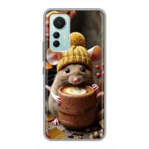 Друкований чохол 'Звірята з кавою' для Xiaomi Mi 12 Lite (Мишка з кавою)