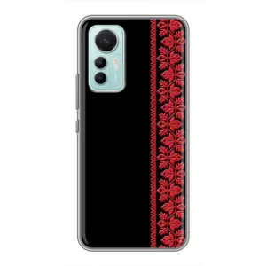 Силиконовый Чехол на Xiaomi Mi 12 Lite с картинкой Вышиванки (Вышиванка на черном)