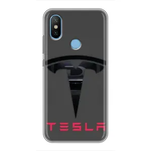 Силиконовый бампер с картинкой машины на Xiaomi Mi6X (Logo TESLA)