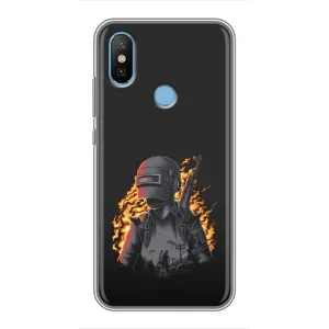 Силиконовый чехол с картинкой "Герой Pubg" на Xiaomi Mi6X (В огне)