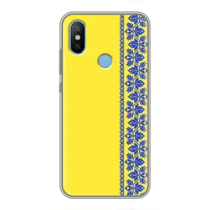 Силиконовый Чехол на Xiaomi Mi6X (Вышиванка на желтом)