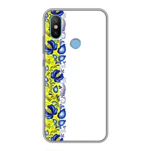 Силиконовый Чехол на Xiaomi Mi6X с картинкой Вышиванки (Желто-синяя вышиванка)