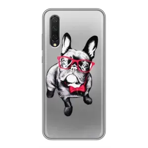 Чехол (ТПУ) Милые собачки для Xiaomi Mi 9 Lite (Бульдог в очках)