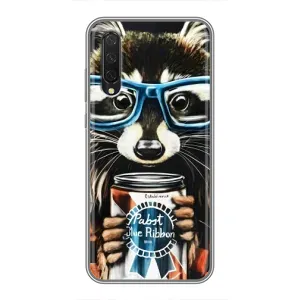 Силиконовый Чехол с Енотами на Xiaomi Mi 9 Lite (Енот в очках)
