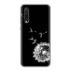 Силіконовий Чохол з кульбабками на Xiaomi Mi 9 Lite (Кульбабка на чорному)