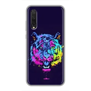 Силиконовый бампер с картинкой животных для Xiaomi Mi 9 Lite (Тигр-Арт)