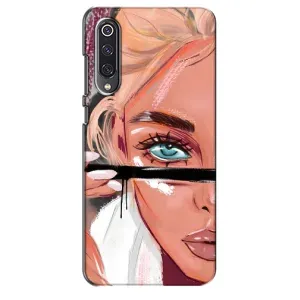 Силиконовый Чехол на Xiaomi Mi 9 SE с картинкой Стильных Девушек (Девушка и ресницы)