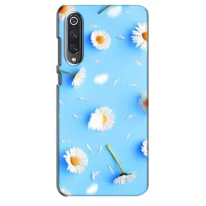 Чохол з Квітами для Xiaomi Mi 9 SE (ромашки на блакитному)