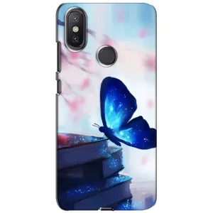 Силиконовый бампер с картинкой животных для Xiaomi Mi A2 Lite (Бабочка синяя)