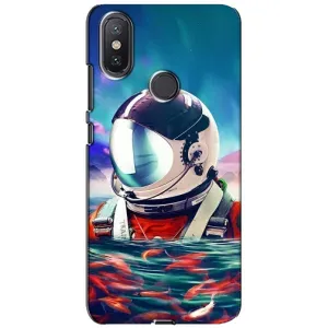 Силіконовый Чохол з принтом "Космонавти" на Xiaomi Mi A2 Lite (Космонавт у воді)