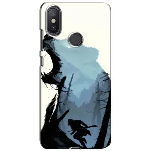 Силиконовый бампер с картинкой животных для Xiaomi Mi A2 Lite (Медведь и лес)