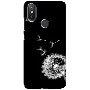 Силиконовый Чехол с одуванчиками на Xiaomi Mi A2 Lite (Одуванчик на чёрном)