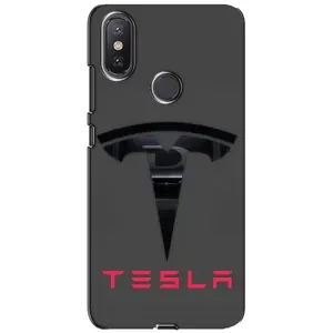 Силиконовый бампер с картинкой машины на Xiaomi Mi A2 Lite (Logo TESLA)