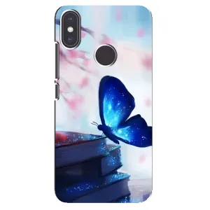 Силиконовый бампер с картинкой животных для Xiaomi Mi A2 (Бабочка синяя)