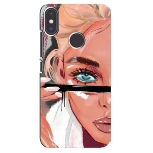 Силиконовый Чехол на Xiaomi Mi A2 с картинкой Стильных Девушек (Девушка и ресницы)