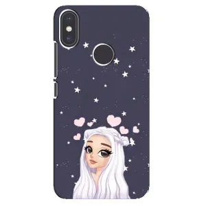 Чехол Стильные девушки на Xiaomi Mi A2 (Девушка и сердечки)