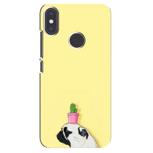 Бампер для Xiaomi Mi A2 с картинкой "Песики" (Кактус на голове)