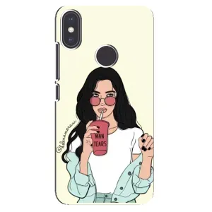 Силиконовый Чехол на Xiaomi Mi A2 с картинкой Стильных Девушек (С напитком)