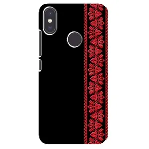 Силиконовый Чехол на Xiaomi Mi A2 с картинкой Вышиванки (Вышиванка на черном)