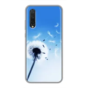 Силиконовый Чехол с одуванчиками на Xiaomi Mi A3 (Одуванчик на голубом)