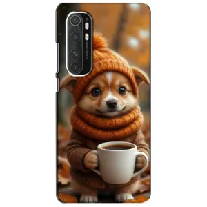 Печатный чехол «Зверята с кофе» для Xiaomi Mi Note 10 Lite (Собачка с кофе)
