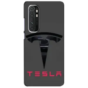Силиконовый бампер с картинкой машины на Xiaomi Mi Note 10 Lite (Logo TESLA)