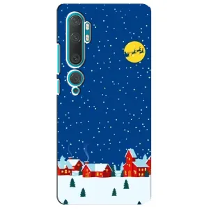 Силиконовый бампер на рождество для Xiaomi Mi Note 10 (Город в снегу)
