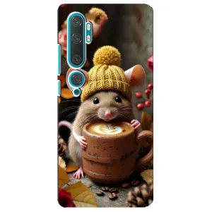 Печатный чехол «Зверята с кофе» для Xiaomi Mi Note 10 (Мышка с кофе)