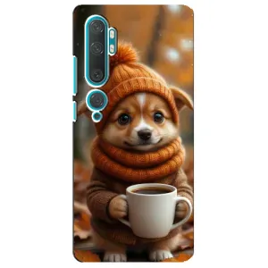Печатный чехол «Зверята с кофе» для Xiaomi Mi Note 10 (Собачка с кофе)