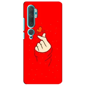 Чехлы (Знак сердечка) на Xiaomi Mi Note 10 (Сердце на красном)