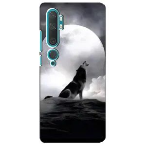 Чехол с Волком на Xiaomi Mi Note 10 (Волк и луна)