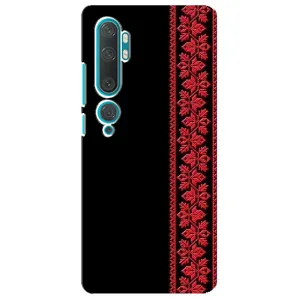 Силиконовый Чехол на Xiaomi Mi Note 10 с картинкой Вышиванки (Вышиванка на черном)