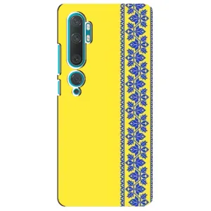 Силиконовый Чехол на Xiaomi Mi Note 10 (Вышиванка на желтом)