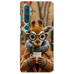 Печатный чехол «Зверята с кофе» для Xiaomi Mi Note 10 (Жираф с кофе)