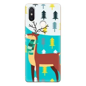 Силиконовый бампер с картинкой животных для Xiaomi Mi8 Special Edition (Олень с шарфом)