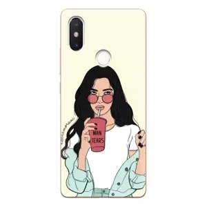Силиконовый Чехол на Xiaomi Mi8 Special Edition с картинкой Стильных Девушек (С напитком)