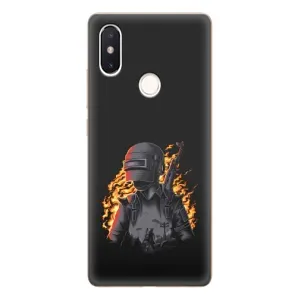 Силиконовый чехол с картинкой "Герой Pubg" на Xiaomi Mi8 Special Edition (В огне)