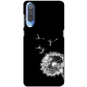 Силиконовый Чехол с одуванчиками на Xiaomi Mi 9 (Одуванчик на чёрном)