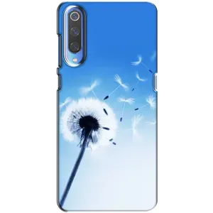 Силиконовый Чехол с одуванчиками на Xiaomi Mi 9 (Одуванчик на голубом)