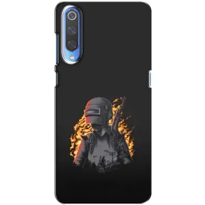 Силиконовый чехол с картинкой "Герой Pubg" на Xiaomi Mi 9 (В огне)