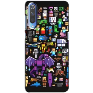 Чехол майнкрафт для Xiaomi Mi 9 (Все персонажи)