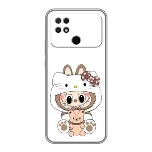 Чохол з принтом Лабубу для Xiaomi POCO C40 (Білий Лабубу)