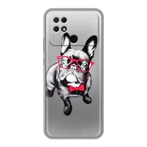 Чехол (ТПУ) Милые собачки для Xiaomi POCO C40 (Бульдог в очках)
