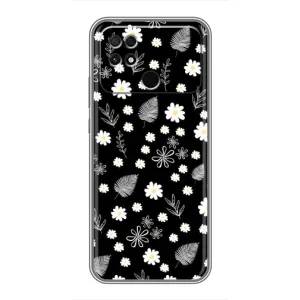 Чехлы с тематикой "ЦВЕТЫ" на Xiaomi POCO C40 (цветение на чорном)