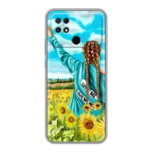 Чехол Стильные девушки на Xiaomi POCO C40 (Девушка на поле)