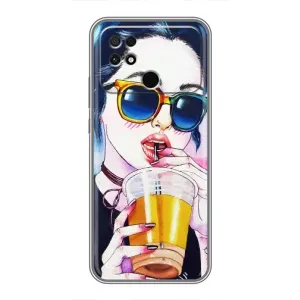 Чехол с картинкой Модные Девчонки Xiaomi POCO C40 (Девушка с коктейлем)