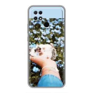 Чехлы с изображением разных животных для Xiaomi POCO C40 (Ежик на руках)
